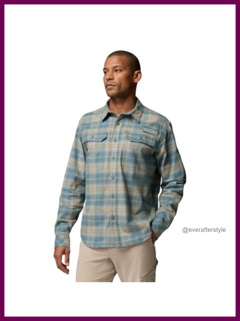 Performance Fishing Gear Flannel Button Down Shirt Stretch Cotton Long Sleeve
